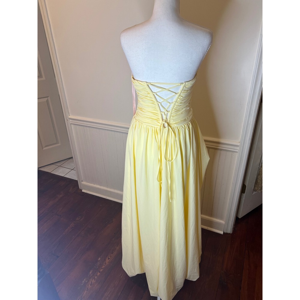 Lulu's Strapless Yellow Maxi Dress with High Slit - Picture 13 of 16